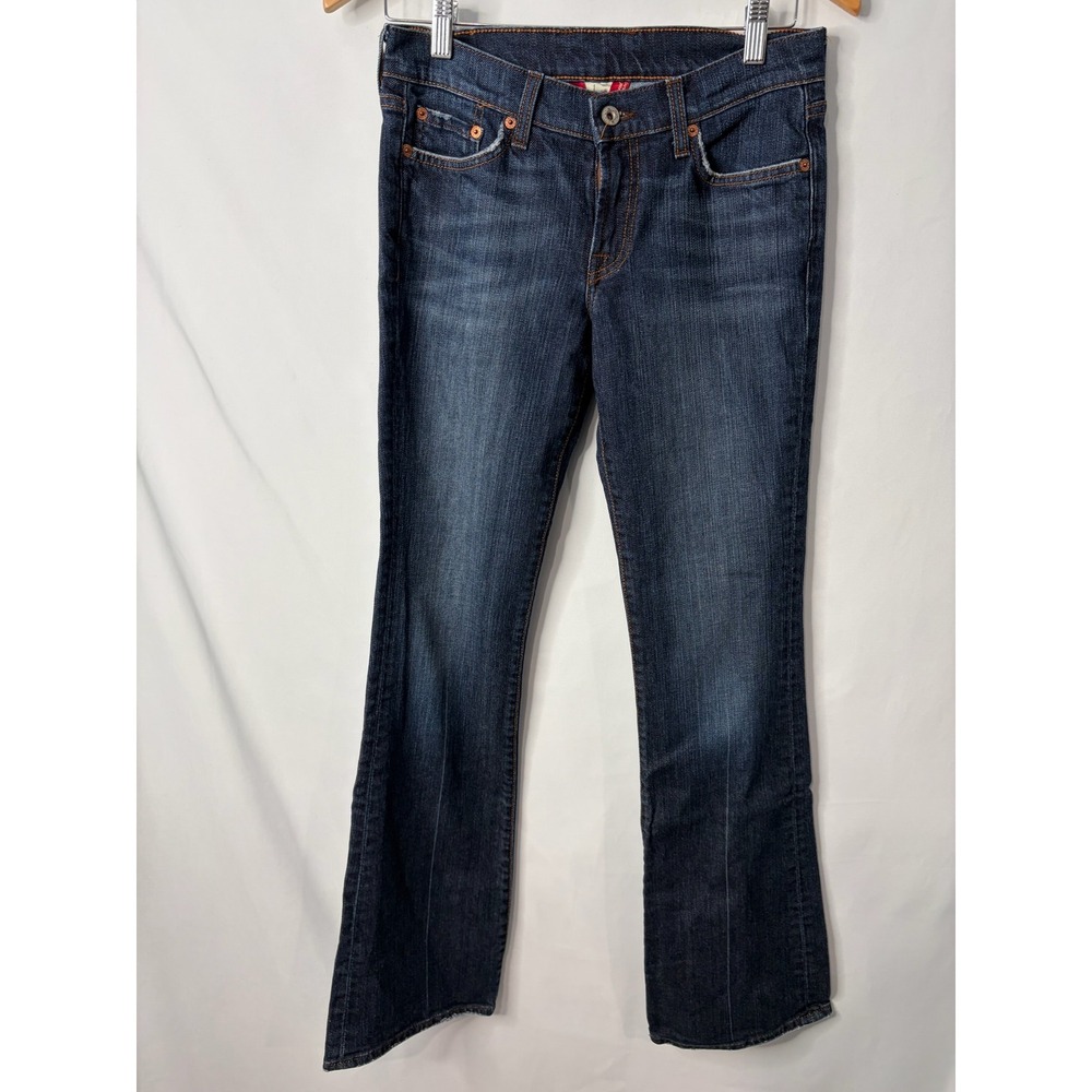Lucky Brand Sweet N Low Flare Jeans 2/26 Dark Wash Embroidered Pockets USA Y2K